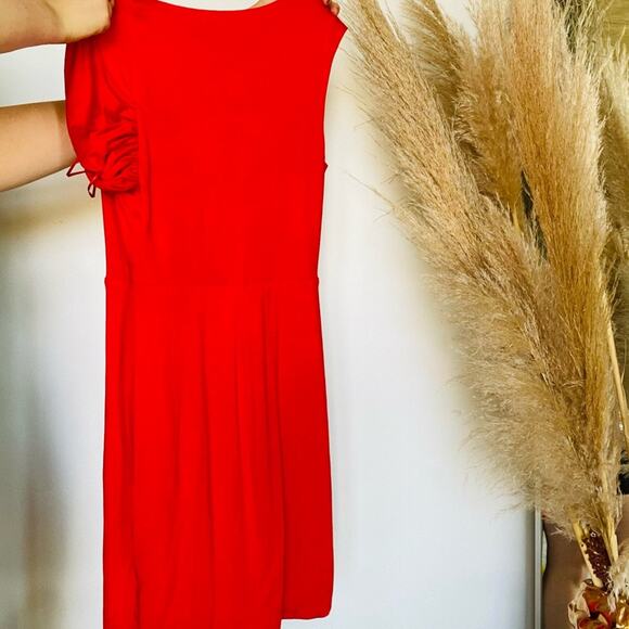 TRINA TURK Nordstrom Red Bodycon Twist Neck Tie Waist Knee Length Midi Dress 4 - Picture 6 of 8